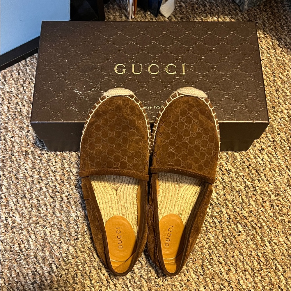 Gucci Chocolate Brown Suede Espadrilles